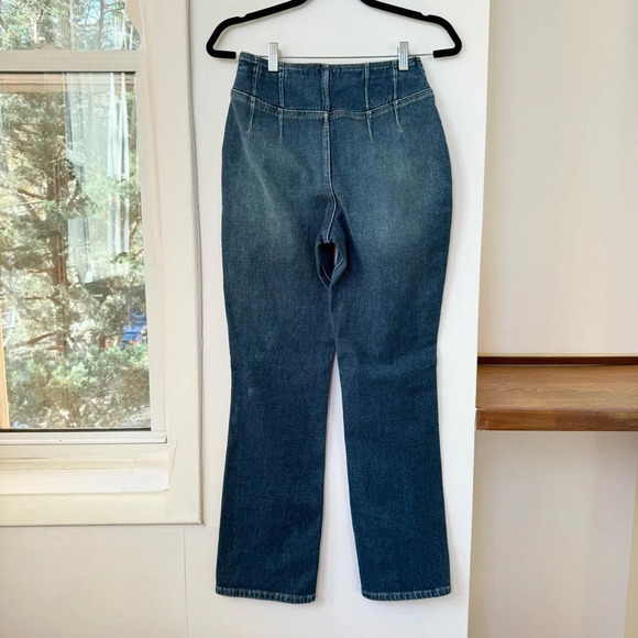 NWT Free People We The Free CRVY Nix Corset Jeans Slim Flare Slit Denim - Picture 6 of 14